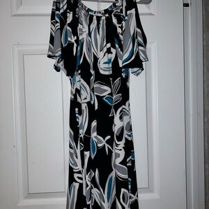 dressbarn Black and Blue Abstract Maxi Dress
